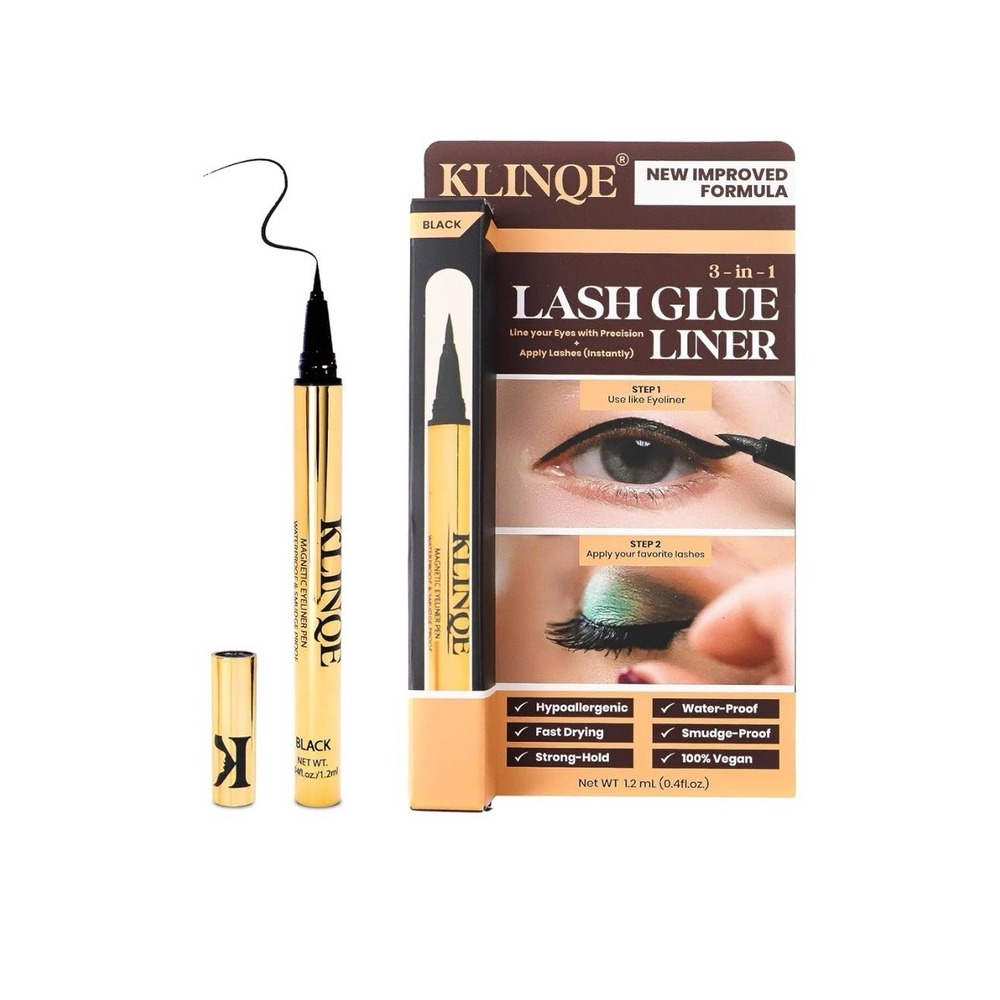 Black Eyeliner Eyelash Glue Liner, Latex Free Lash Adhesive, Strong Hold